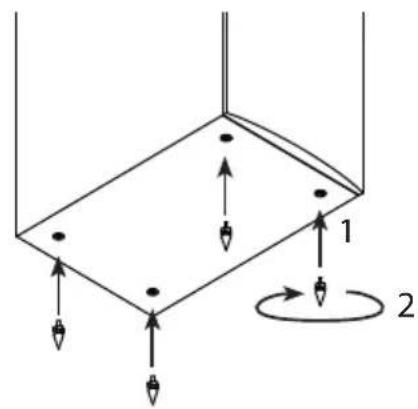 Diagram showing a 3D object with labeled parts and directional arrows, possibly illustrating a physics or engineering concept.