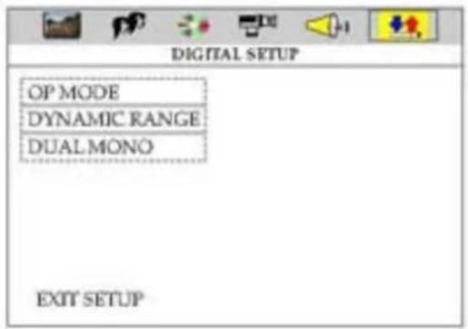 DIGITAL SETUP OP MODE DYNAMIC RANGE DUAL MONO EXIT SETUP