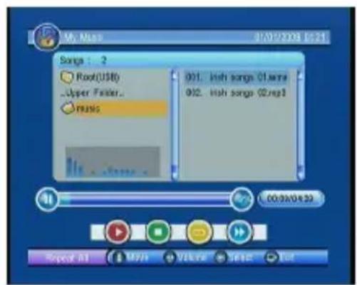 My Maps 01/07/2008 16:21 Songs : 2 Root(USB) Upper Forder... music 001. Irish songs 01.sara 002. Irish songs 02.rag1 00:30/04:29 Speed 41 100% Video Sens Tet