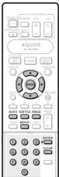 TV CONTROL POWER POWER VOLT CH PENGKUIER APUT AQUOS 60 PLAYER TITLEAT OPEN HOME FOR UP INPUT DISPLAY FUNCTION ENTER EXIT RETURN A B C D AUDIO SUBTITLE ANGLE PAGE Pup P Repeat -OFF 1 2 3 ENTER 4 5 6 CLEAR 7 8 9 0