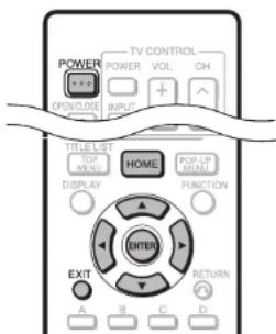 POWER TV CONTROL POWER VOL CH OPEN/CLOSE INPUT TITLE LIST TOP MENU HOME POP-UP DISPLAY FUNCTION EXIT RETURN A B C D