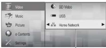 Video Music Picture e-Contents Settings BD Video USB Home Network