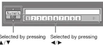 Numeric Edit 1 2 3 4 5 6 7 8 9 0 Selected by pressing Selected by pressing ▲/▼