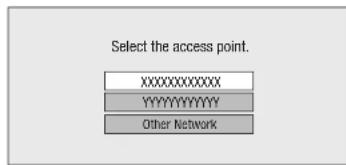 Select the access point. XXXXXXXXXX YYYYYYYYYYY Other Network