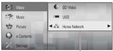 Video Music Picture e-Contents Settings BD-Video USB Home Network