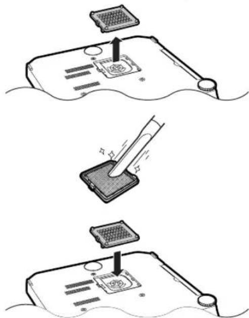 Diagram illustrating three-step installation of a device with labeled components and a tool interacting with it.