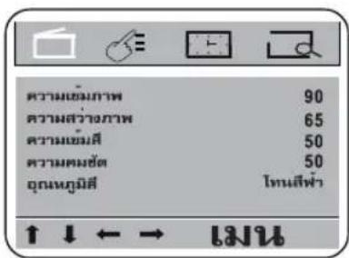 ความเยี่ยภาพ 90 ความสว่างภาพ 65 ความเยี่ยมี 50 ความสมข้อ 50 อุปกรณ์ที่ ไทนลีฟ้า ↑ ↓ ← → ไNJN