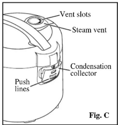 Vent slots Steam vent Condensation collector Push lines Fig. C