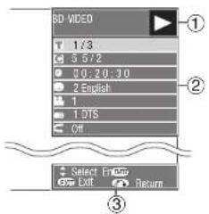 3D VIDEO 1/3 5 5/2 0:20:30 2 English 1 1 DTS Off Select En Exit Return