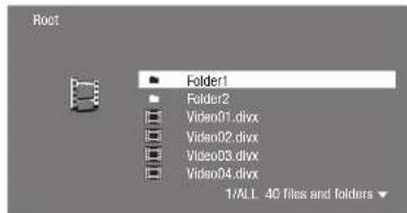 Root Folder1 Folder2 Video01.divx Video02.divx Video03.divx Video04.divx 1/ALL 40 Files and folders
