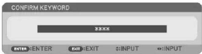 CONFIRM KEYWORD **** ENTER :ENTER EXIT :EXIT ↔:INPUT ↔:INPUT