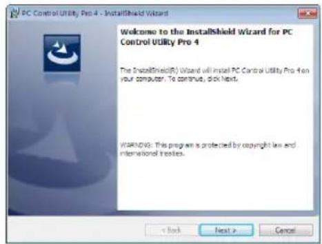 PC Control Utility Pro 4 - InstallShield Wizard Welcome to the InstallShield Wizard for PC Control Utility Pro 4 The InstallShield(R) Wizard will install PC Control Utility Pro than your computer. To continue, click Next. WARNING: This program is protected by copyright law and international treaties.