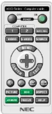 NEC OFF POWER COMPUTER 1 2 AUTO ALL VIDEO S-VIDEO SOURCE MENU CENTER EXIT PICTURE ECO ASPECT HYMINT FREEZ HELP NEC