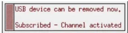 USB device can be removed now. Subscribed - Channel activated