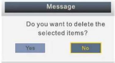 Message Do you want to delete the selected items? Yes No