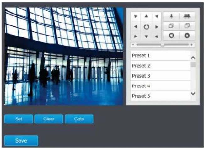 Preset 1 Preset 2 Preset 3 Preset 4 Preset 5 Set Clear Goto Save