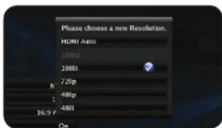 Please choose a new Resolution. HDMI Audio 1000p 1000l 720p 480p 480l 16:9 y On