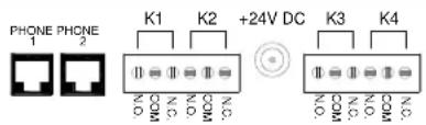 PHONE PHONE 1 2 K1 K2 +24V DC K3 K4 N O C N O C N O C N O C N N O C N O C N