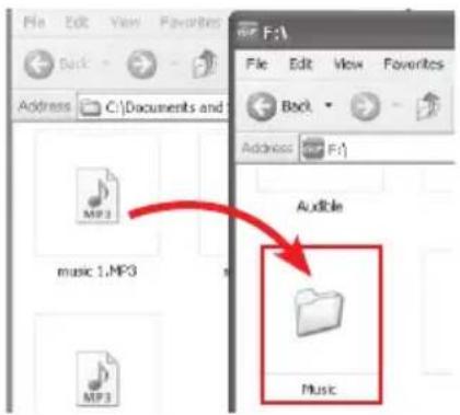 File Edit View Favorites Back Address C:\Documents and F:\ File Edit View Favorites Back Address F:\ Audible music 1.MP3 Music