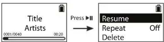 Title Artists Press ▶II 0001/0040 00:20 Resume Repeat Off Delete