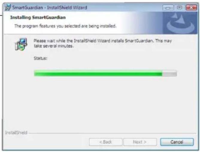 SmartGuardian - InstallShield Wizard Installing SmartGuardian The program features you selected are being installed. Please wait while the InstallShield Wizard installs SmartGuardian. This may take several minutes. Status: InstallShield < Back Next > Cancel