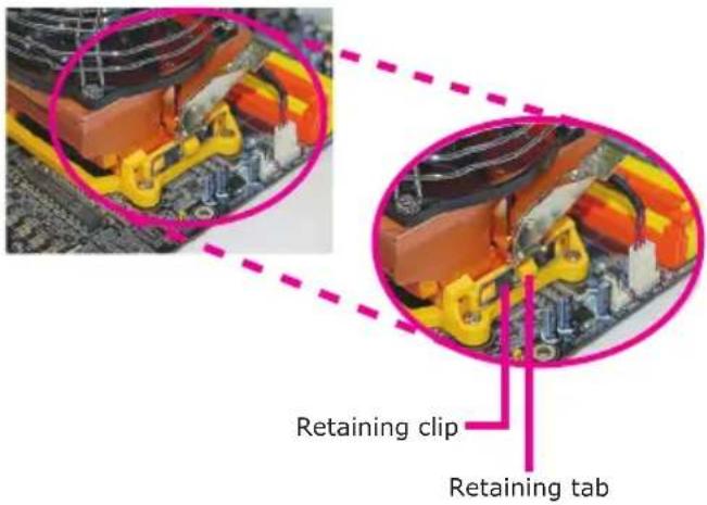 Retaining clip Retaining tab