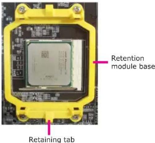 Retention module base Retaining tab