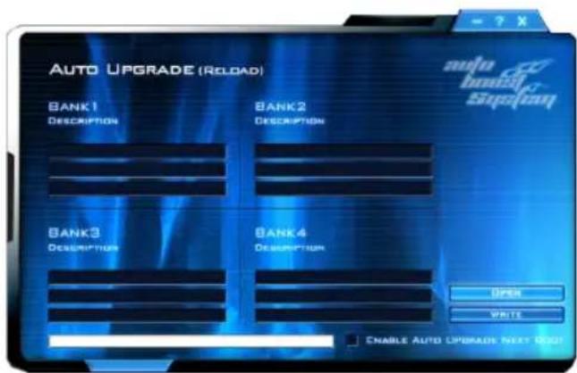 AUTO UPGRADE (Reload) BANK1 DESCRIPTION BANK2 DESCRIPTION BANK3 DESCRIPTION BANK4 DESCRIPTION open write ENABLE AUTO UPGRADE NEXT LOGO!