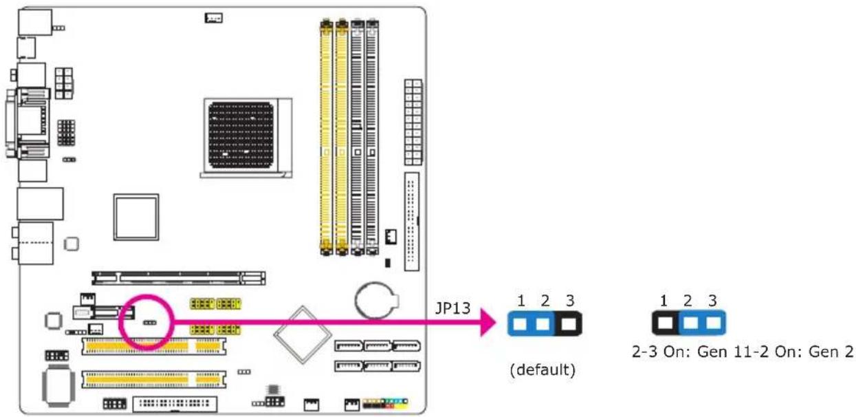 JP13 1 2 3 (default) 1 2 3 2-3 On: Gen 11-2 On: Gen 2