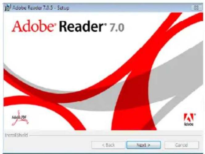 Adobe Reader 7.0.5 - Setup Adobe® Reader® 7.0 Adobe PDF InstallShield < Back Next > Cancel