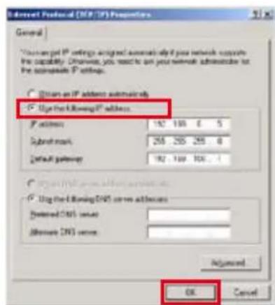 Current Protocol (TCP/IP) Properties General *User an IP settings designed automatically if your network covers the capability. Otherwise, you need to set your network administrator for the aggregate IP settings. ○ Start an IP address automatically ● Up the Following IP address IP address: 152 130 8 5 Subthreshold: 258 255 259 8 Default gateway: 192 169 155 4 ○ Stop following server addresses ● Up the Following DNS server addresses Preferred DNS server: Alternate DNS server: Adjusted OK Cancel
