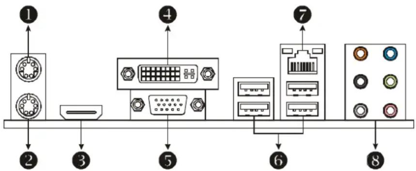 BIOSTAR TF8200 A2+ - REAR PANEL CONNECTORS - 1