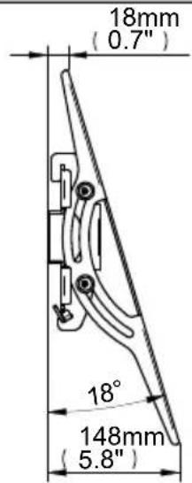 18mm (0.7") 18° 148mm (5.8")