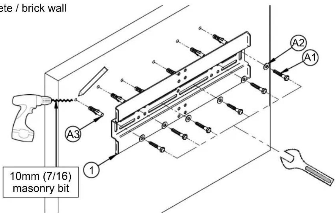 ete / brick wall A3 10mm (7/16) masonry bit A2 A1