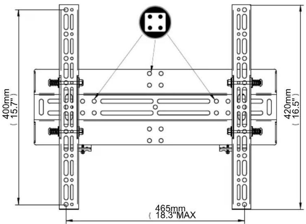 400mm (15.7") 465mm (18.3"MAX) 420mm (16.5")