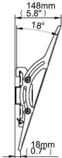 148mm (5.8") 18° 18mm (0.7")