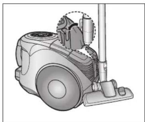 Illustration of a vacuum cleaner with a hand inserting a valve.