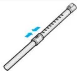Illustration of a cylindrical tool with a blue arrow indicating compression or force.