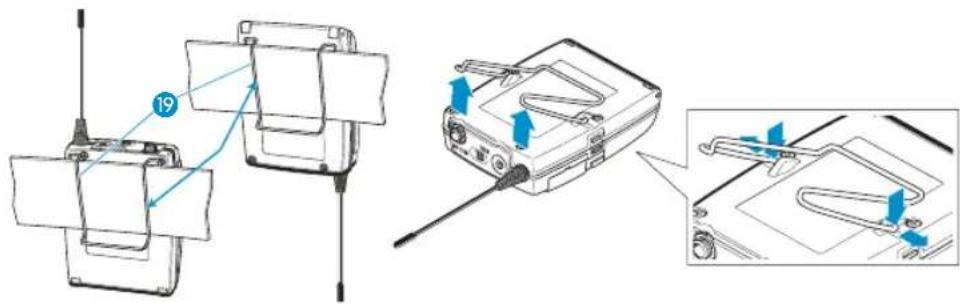 SENNHEISER EW 335 G3-A-EU - Attaching the bodypack transmitter to clothing - 1