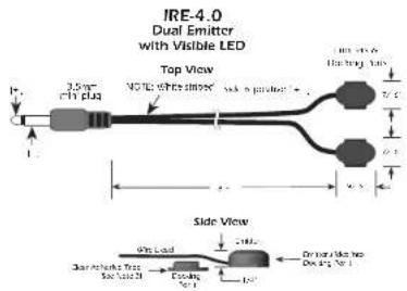 IRE-4.0 Dual Emitter with Visible LED Top View 3.5m c/1 pin 100% white slippers* with a product * Side View 90k 60k 80k 90k Drain or Use to On 80k * 100% Drain or Use to On 80k * 100%