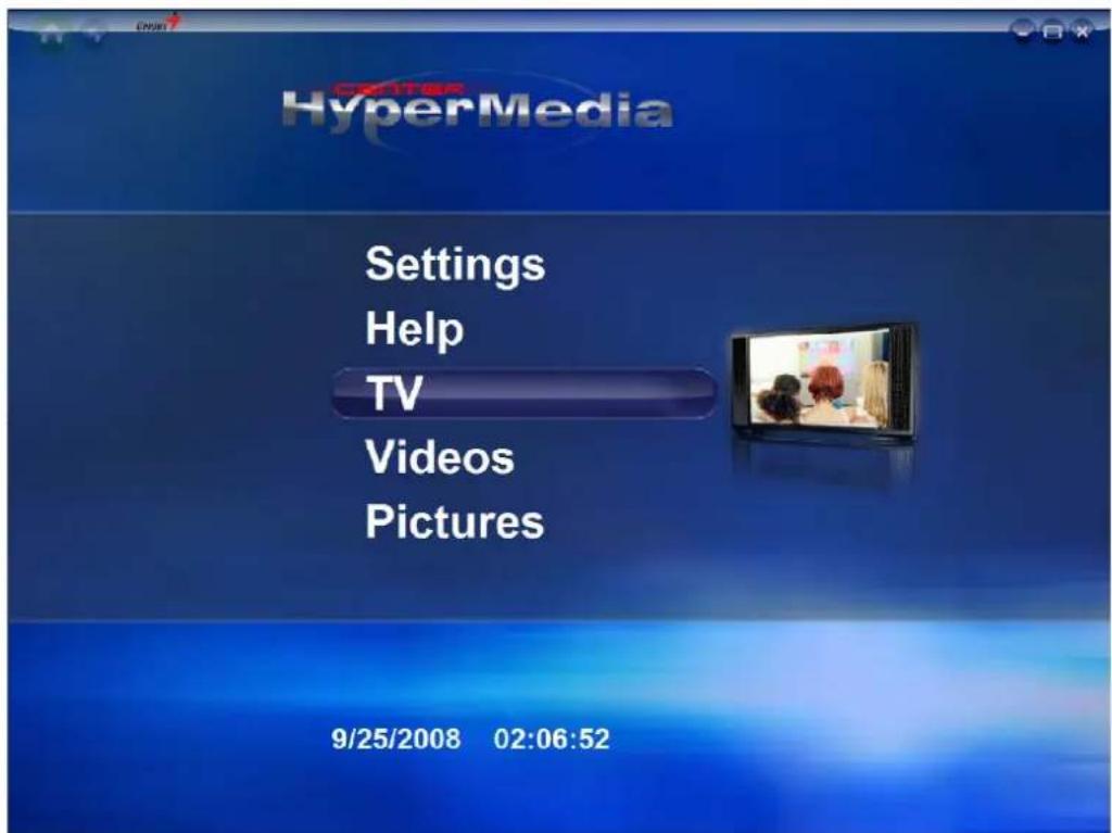 HYPERMedia Settings Help TV Videos Pictures 9/25/2008 02:06:52