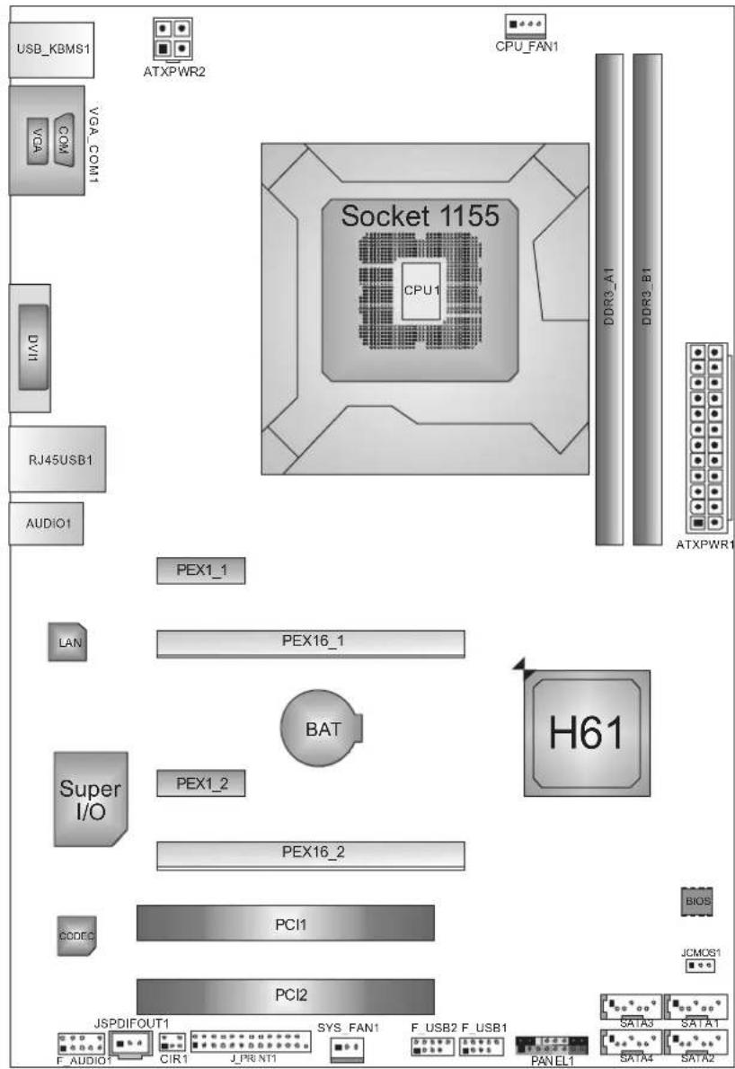 BIOSTAR TH61A - REAR PANEL CONNECTORS - 2
