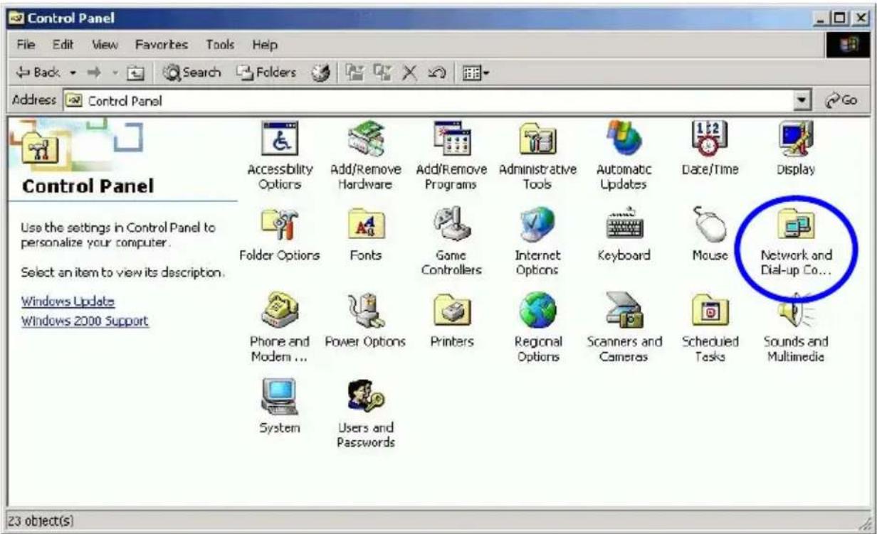 Control Panel File Edit View Favorites Tools Help Back Search Folders Address Control Panel Use the settings in Control Panel to personalize your computer. Select an item to view its description. Windows Update Windows 2000 Support Accessibility Options Add/Remove Hardware Add/Remove Programs Admini…