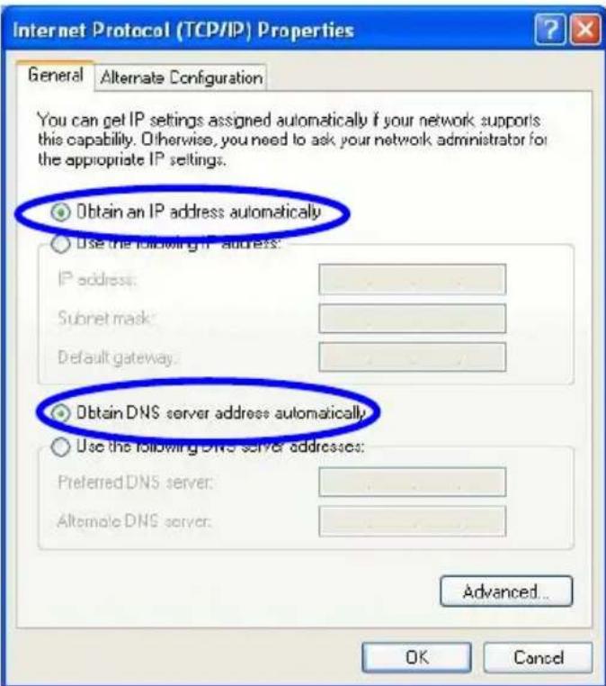 Internet Protocol (TCP/IP) Properties General Alternate Configuration You can get IP settings assigned automatically if your network supports this capability. Otherwise, you need to ask your network administrator for the appropriate IP settings. Obtain an IP address automatically Use the following I…