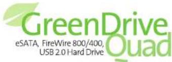 GreenDrive eSATA, FireWire 800/400, USB 2.0 Hard Drive Quad