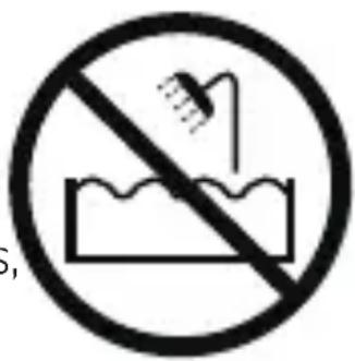 Prohibition sign showing a shower above water with no text or symbols