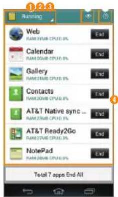 PANTECH Discover - Tap 📋> Task Manager. - 1