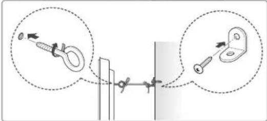 Diagram illustrating cable mounting technique with magnified insets showing pin positioning and mounting details