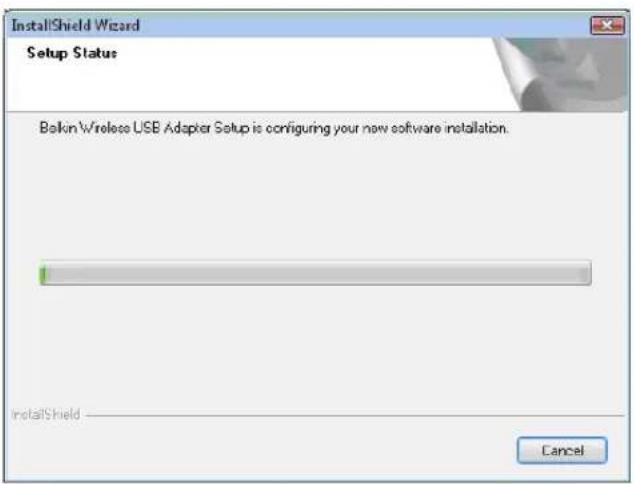 InstallShield Wizard Setup Status Bokin Wireless USB Adapter Setup is configuring your new software installation. InstallShield Cancel