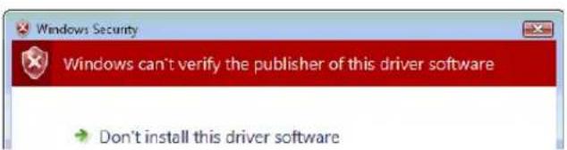 Windows Security Windows can't verify the publisher of this driver software Don't install this driver software